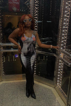 Sexy Checkered Print Bodycon Strappy Maxi Dress