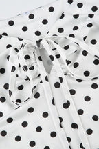 Polka Dot V-Neck Tie Waist Crop Top