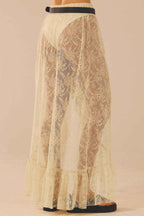 Sheer Lace Asymmetrical Ruffle Skirt