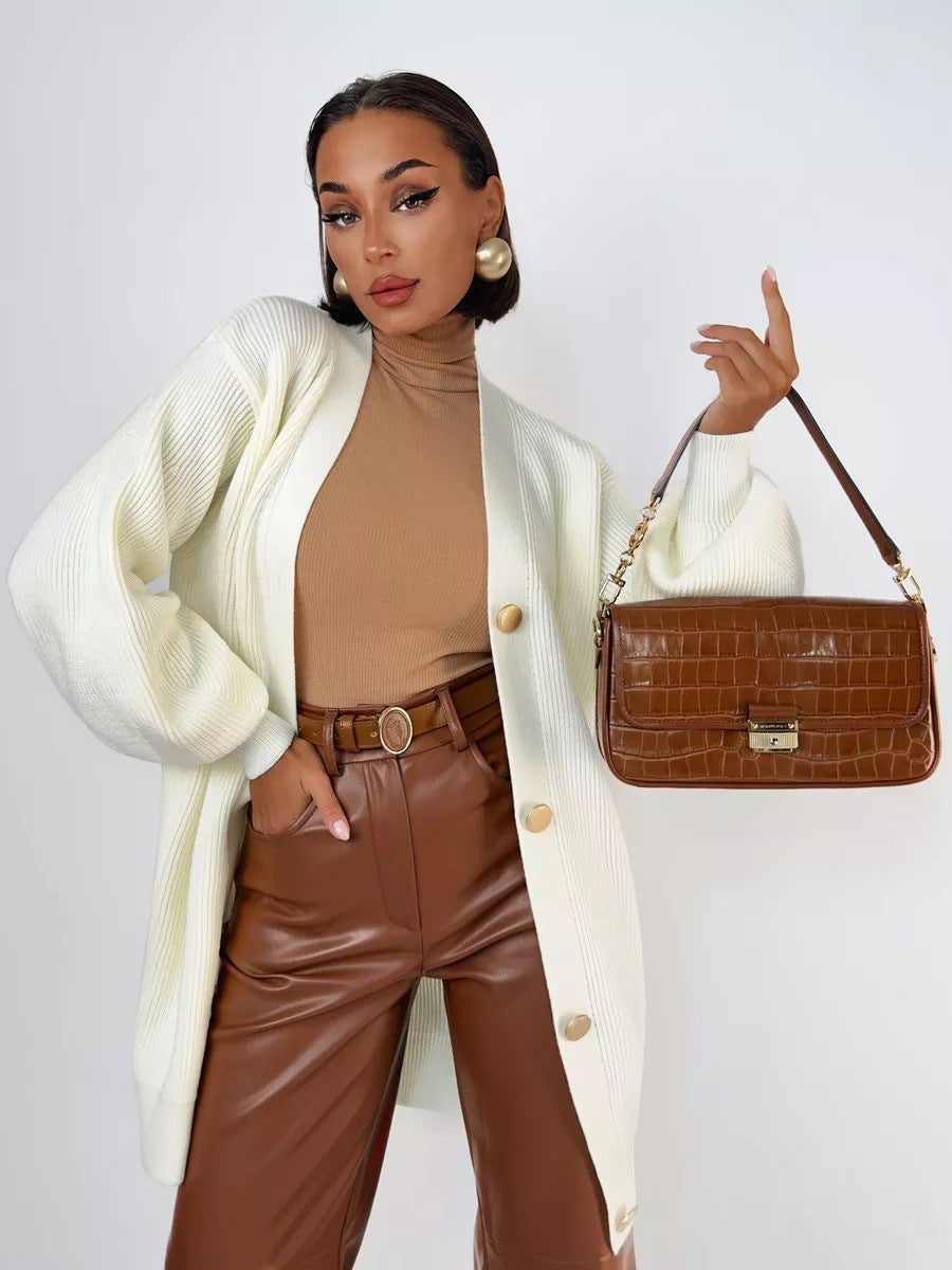 Solid Loose Knit Cardigan