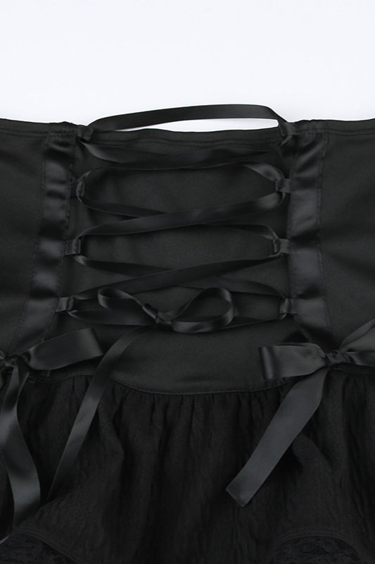 Lace Up Gothic A-Line Skirt