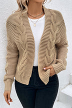 Ribbed Solid Color Long Sleeve Knit Cardigan