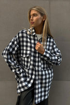 Plaid Striped Mid-Length Blouse
