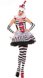 Checkerboard Circus Clown Cosplay Halloween Costume