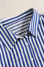 Striped Crop Shirt Two Piece Blouse