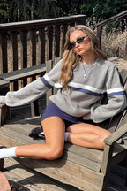 Loose Fit Striped Crew Neck Sweater