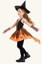 Orange Witch Dress Kid Halloween Costume