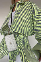 Striped Button Up Long Sleeve Blouse