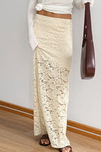 Sheer Jacquard Lace Maxi Skirt