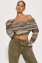 Vintage Color Block Off Shoulder  Blouse