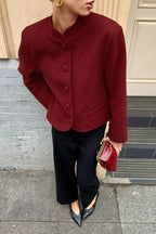 Elegant Red Wool Blazer Jacket