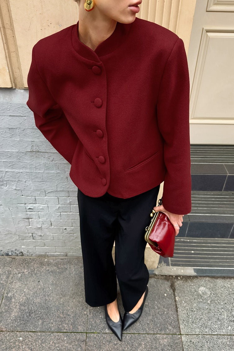 Elegant Red Wool Blazer Jacket