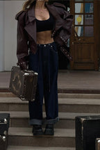 Burgundy Vintage Moto Coat