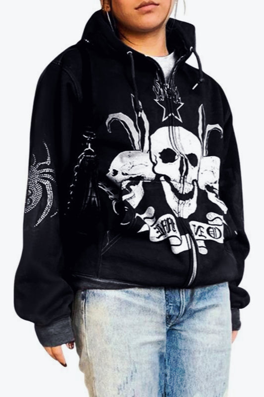 Y2K Graphic Zip Up Hoodie