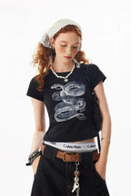 Retro Snake Cotton T-Shirt