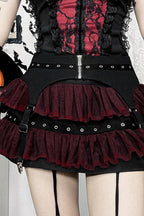 Black Swan Mesh Patch Mini Skirt