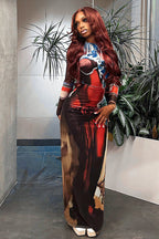 Sexy Street Style Floral Print Bodycon Maxi Dress