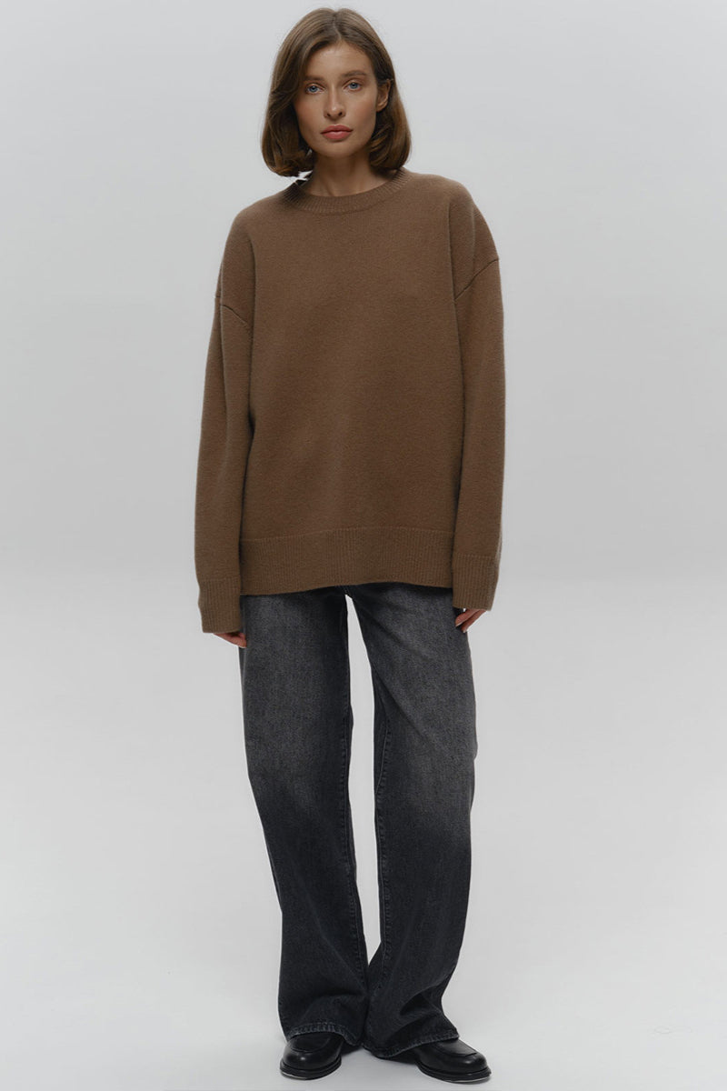 Loose Fit Crew Neck Knit Sweater