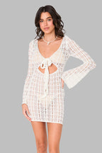 Sun Protection Hollow Tie Boho Dress