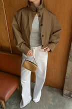 Chic Pleated Detail Short Coat