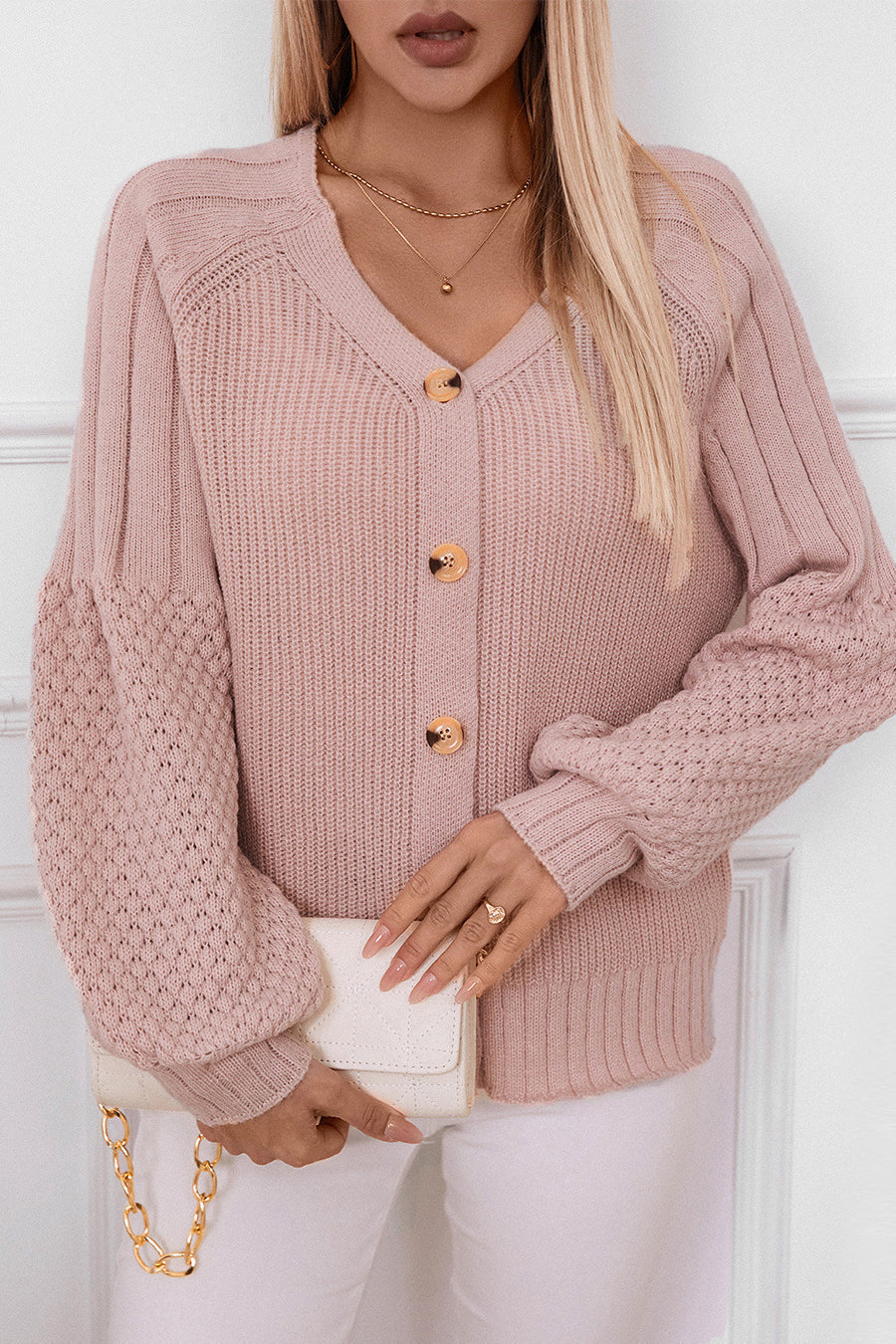 Solid Button Knit Cardigan