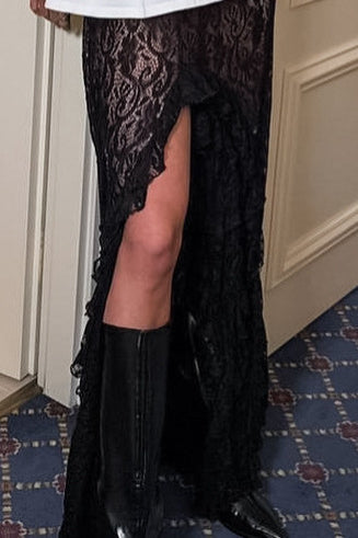 Lace Ruffled A-Line Skirt