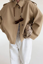 Lapel Faux Suede Drape Jacket