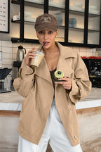 Retro Khaki Oversized Trench Jacket