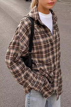 Vintage Plaid Longline Loose Fit Blouse