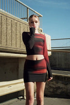 Trendy Gradient Abstract Crop Top Skirt Two Pieces Set