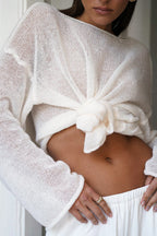 Hollow Out Bell Sleeve Knit Sweater