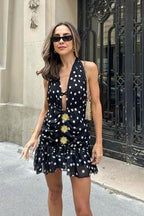 Sexy Polka Dot V-Neck Mini Dress