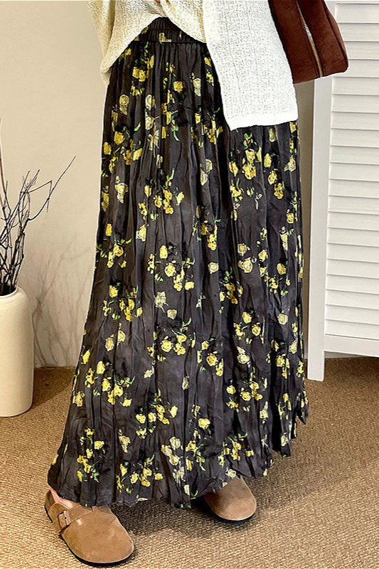 High Waist Plus Size Floral A Line Skirt