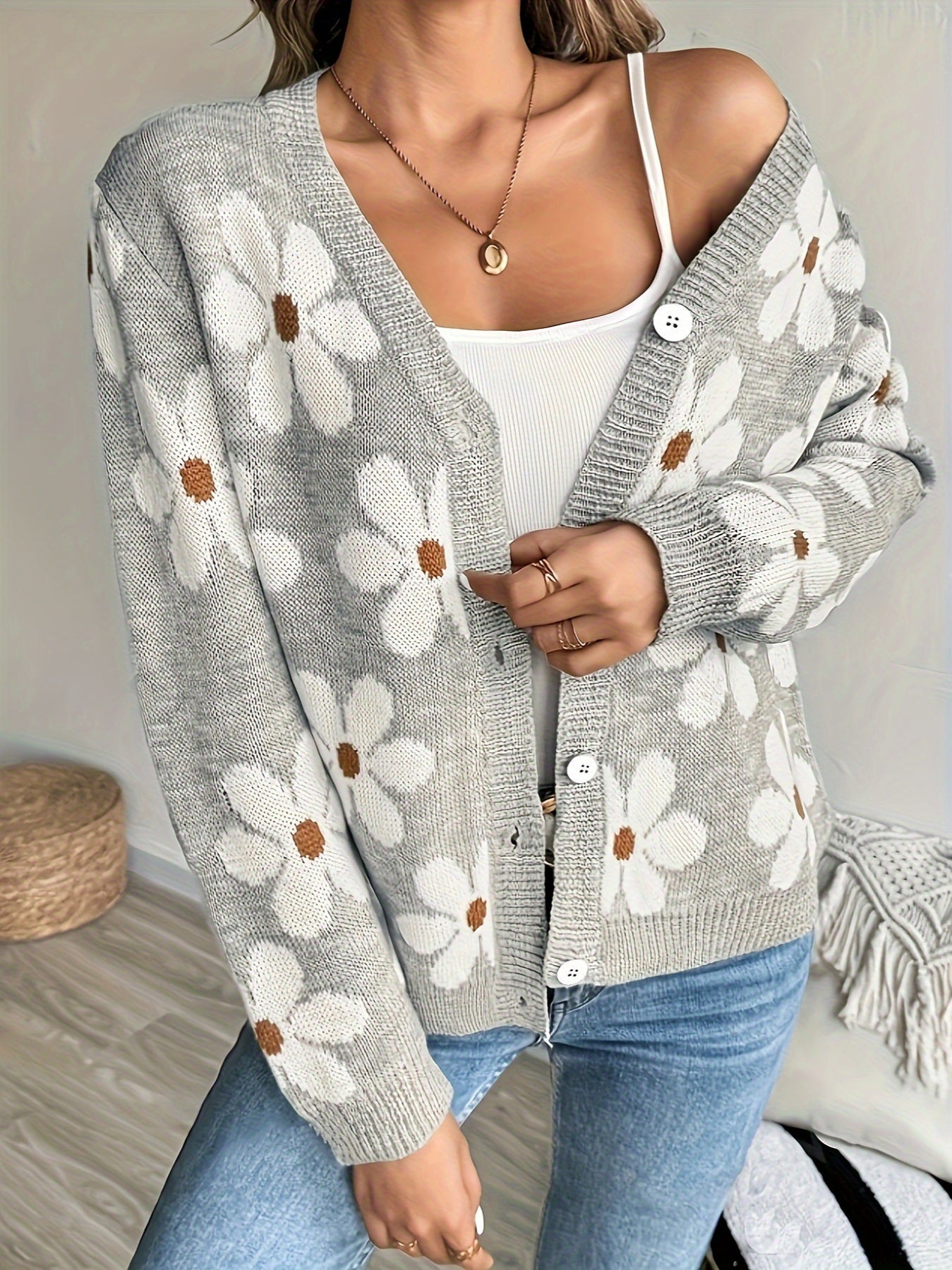 Fitted Long Sleeve Knit Cardigan
