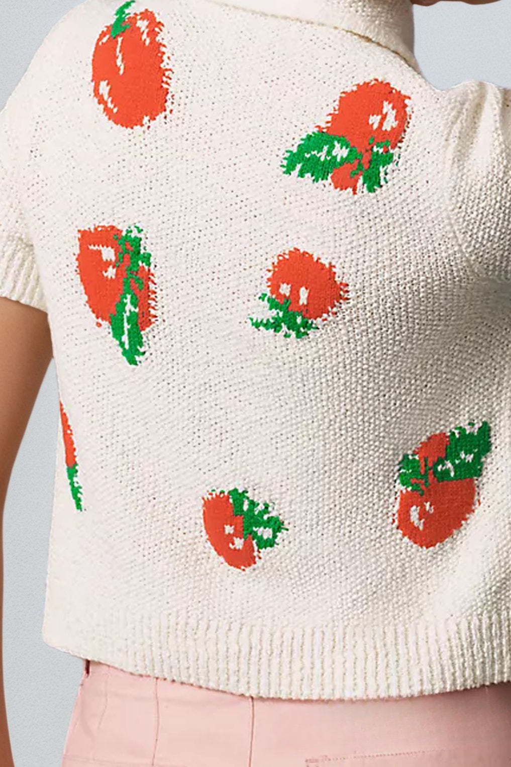 Jacquard Short Sleeve Knit Cardigan