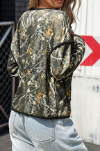 Retro Print Round Neck Cardigan Coat