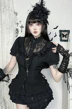 Gothic Slim Lace Patch Blouse