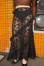 Lace Insert Bodycon Maxi Skirt