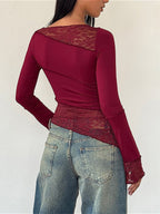 Vintage Slim Fit Floral Detail Long Sleeve Blouse