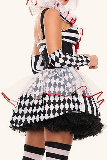 Checkerboard Circus Clown Cosplay Halloween Costume