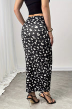 Slim Digital Floral Print Comfortable Maxi Skirt