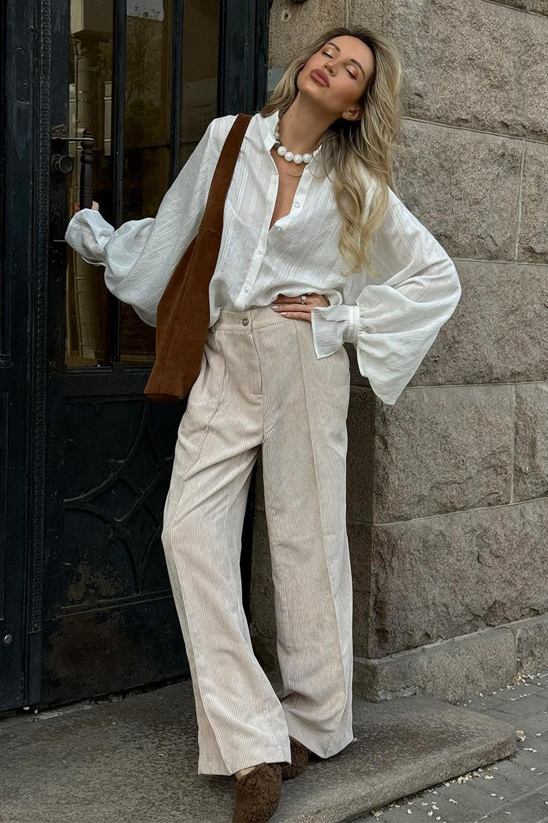 Cotton Corduroy Wide Leg Pants