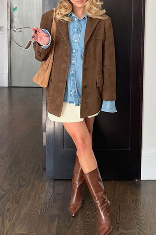 Belted Suede Longline Coat