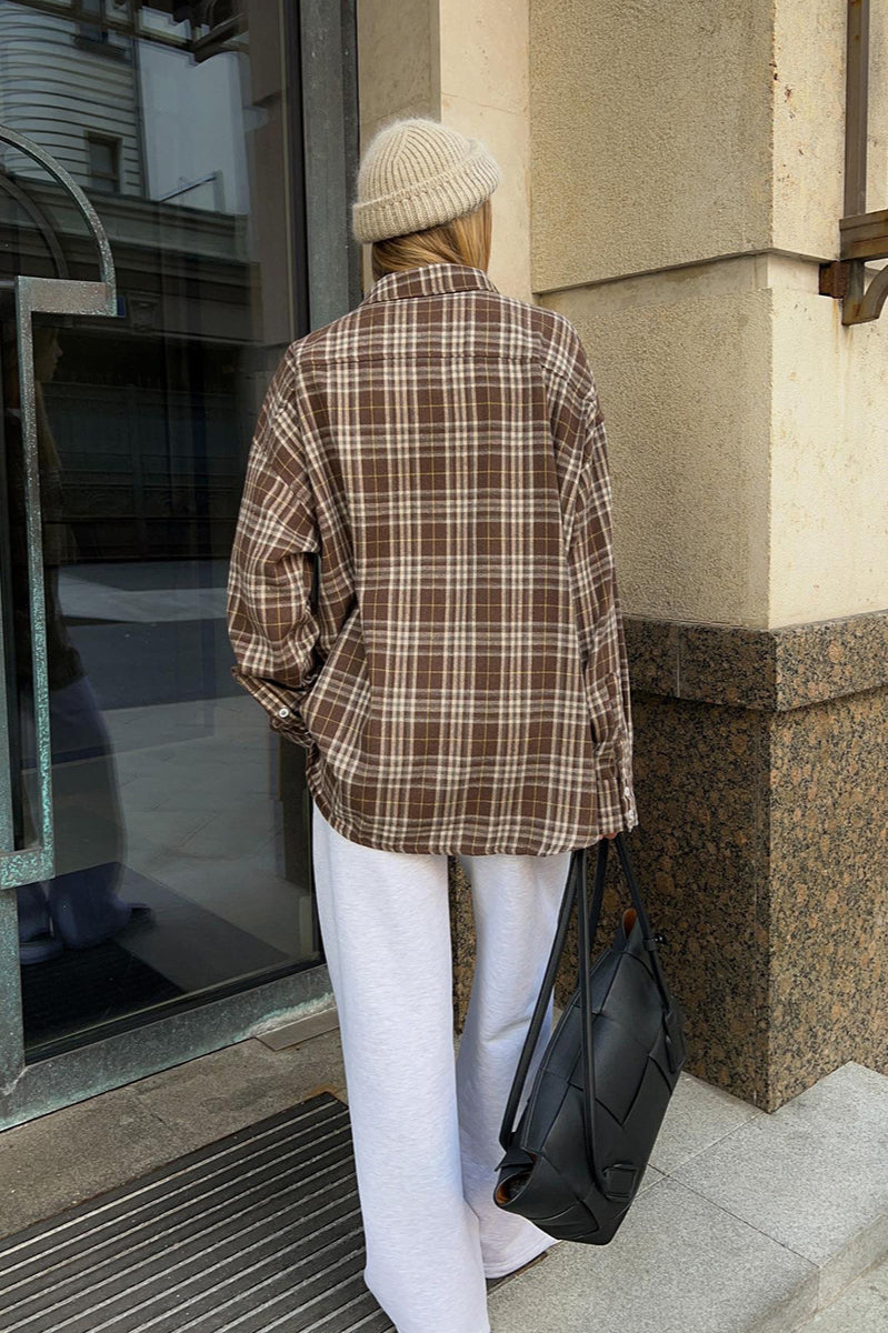 Plaid Striped Mid-Length Blouse