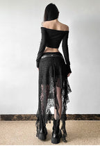 Gothic Lace Patchwork Maxi Skirt