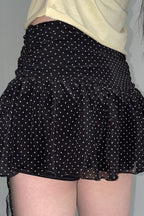 Retro Polka Dot Tie Mini Skirt