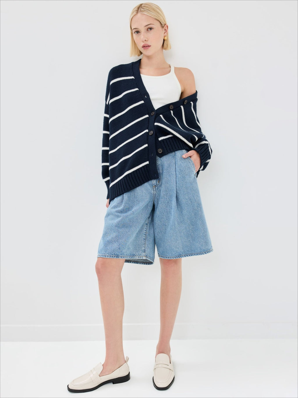 Striped Loose Knit Cardigan