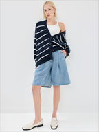 Striped Loose Knit Cardigan
