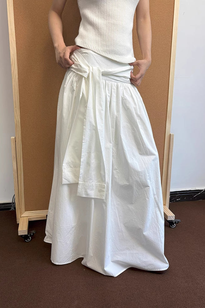 Minimalist Tie Waist A-line Maxi Skirt