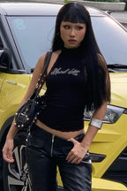 Rhinestone Letter Lace Cami Knit Top